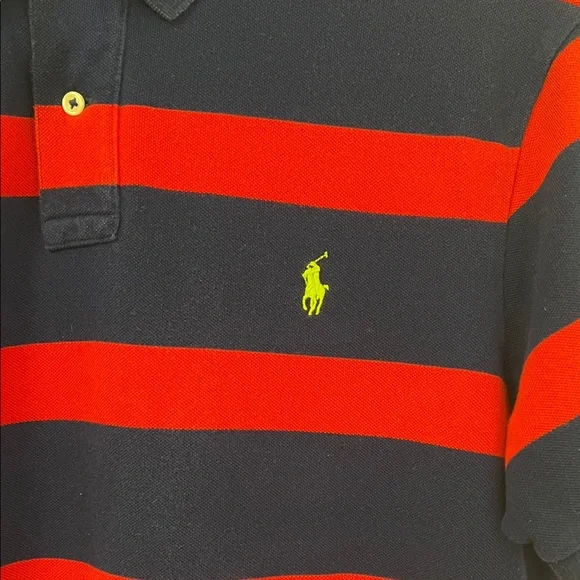 Polo by Ralph Lauren Men's Blue & Red Striped Polo -Custom Fit - size XL - Picture 3 of 5